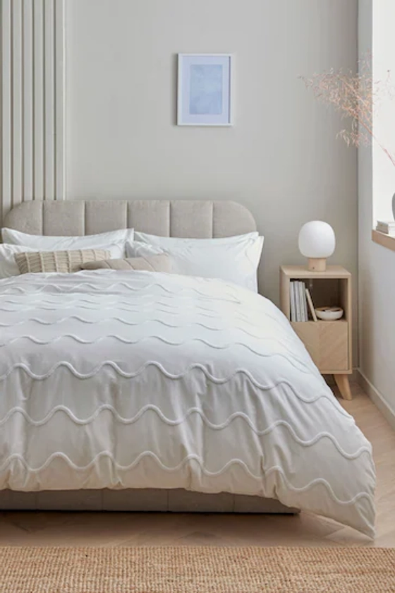 Buy White Tufted Wave 100% Cotton Duvet Cover and Pillowcase Set from the Next UK online shop