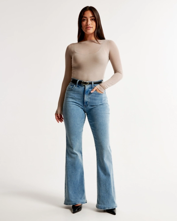 Women's Curve Love Ultra High Rise Stretch Flare Jean | Women's Bottoms | Abercrombie.com
