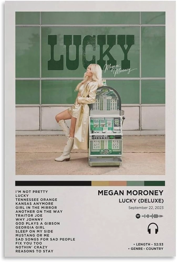 Amazon.com: Megan Moroney Lucky Canvas Poster Bedroom Decoration Landscape Office Valentine's Birthday Gift Unframe-style12x18inch(30x45cm): Posters & Prints