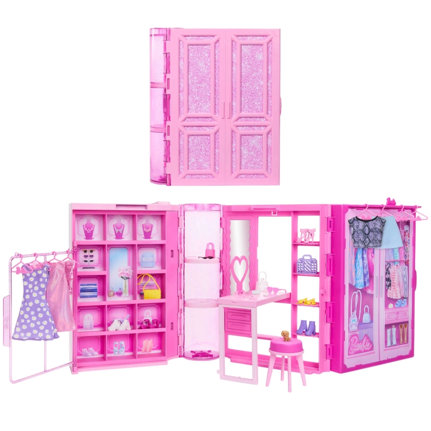 Barbie Dream Closet Toy Playset with Clothes & Accessories, 3-ft-Wide with 25+ Pieces