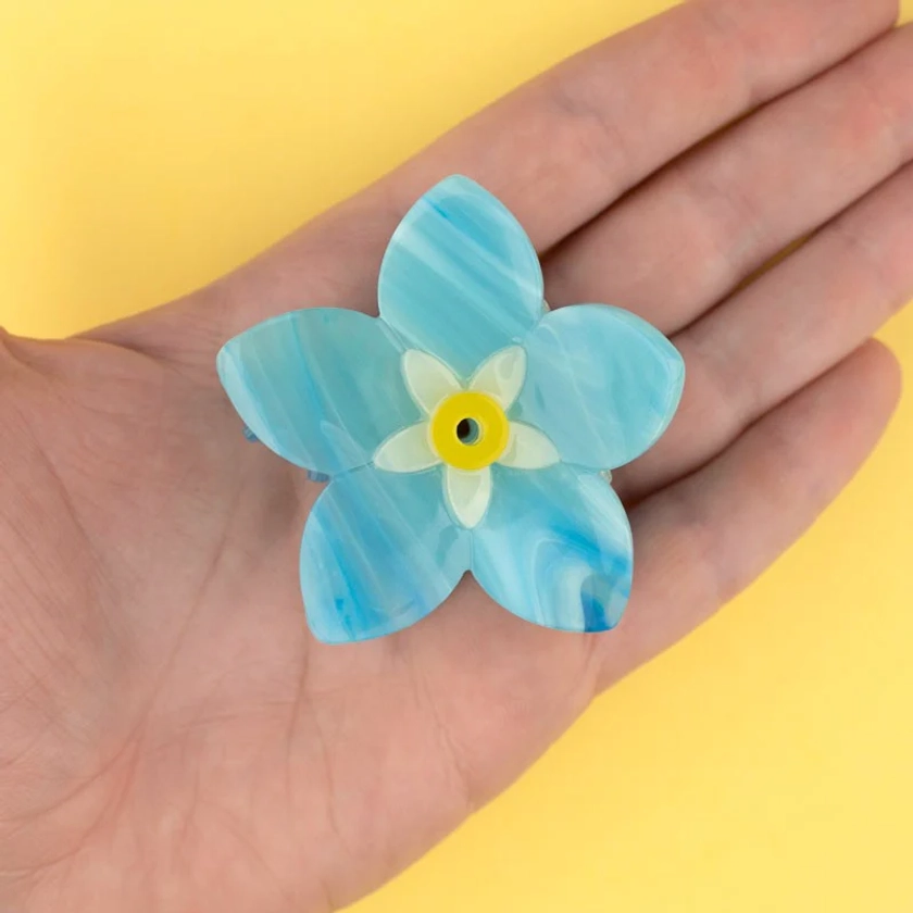 Blue Forget Me Not Flower Hair Claw
