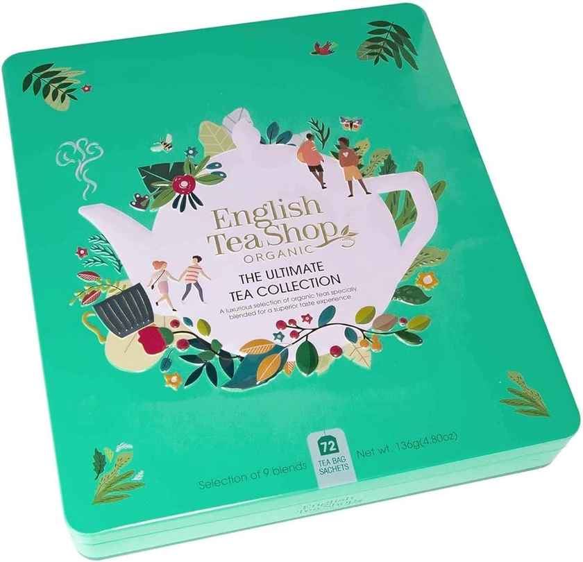 English Tea Shop - Coffret thés et infusions bio Ultimate - 9 Mélanges dans une boîte métallique de 72 sachets - Coffret Cadeau