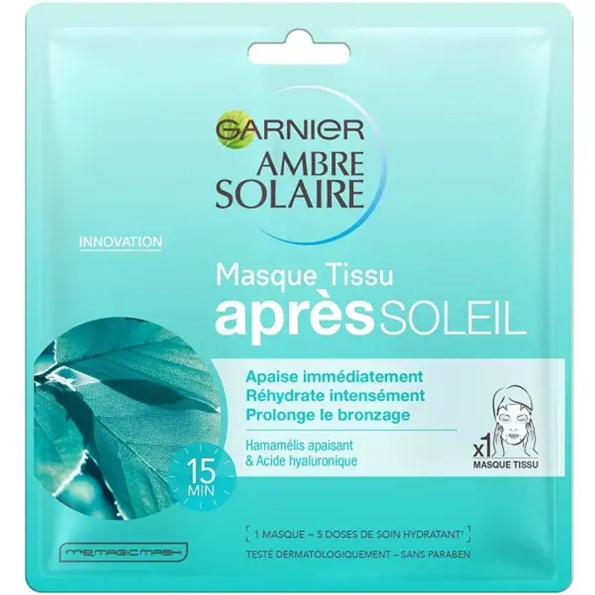 Masque Tissu Après-Soleil Ultra Hydratant/Régénérant Ambre Solaire ( Packaging Allemand ) de Garnier
