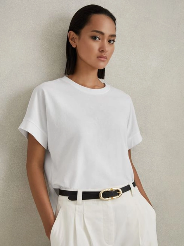 Reiss White Lois Cotton Crew Neck T-Shirt