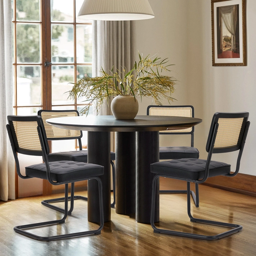 Colamy Velvet Cantilever Dining Chairs with Cane Back | COLAMY CL108