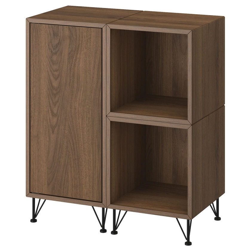 EKET Storage combination with legs - walnut effect/metal black 27 1/2x13 3/4x31 1/2 "