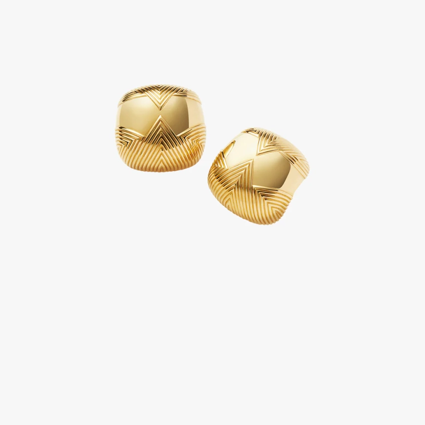 Hera Oversized Dome Ridge Stud Earrings - Gold