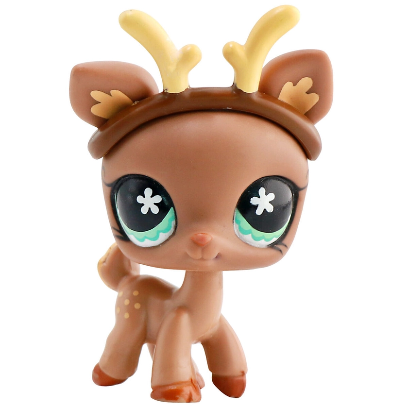 Littlest Pet Shop LPS Brown Spotted Deer Doe #670 Blue Flower Eyes Old LPS Pet