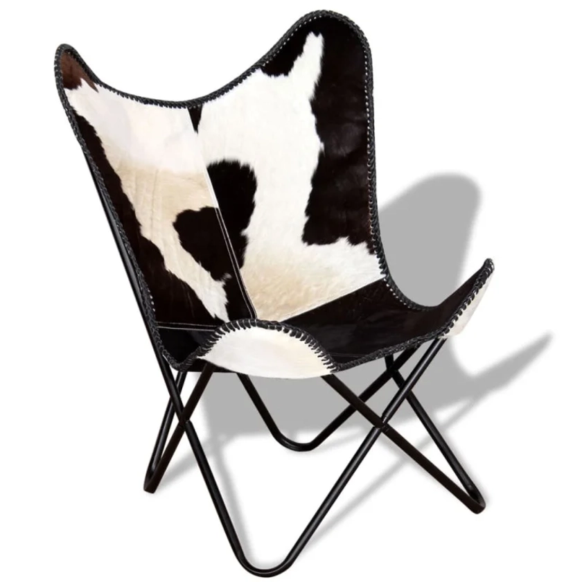 Chaise papillon noir et blanc cuir de vache | Leroy Merlin