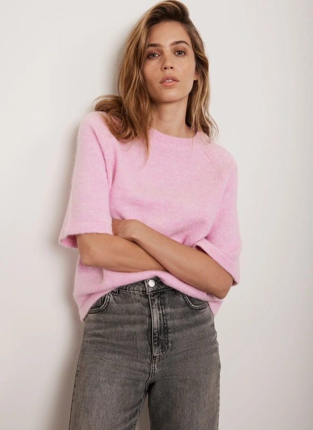 Pink Wool Blend Knit Top