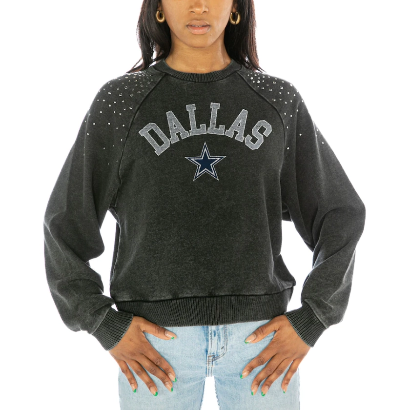 Gameday Couture Dallas Cowboys Women's Touchdown French Terry Studded Shoulder Pullover Sweatshirt - Charcoal