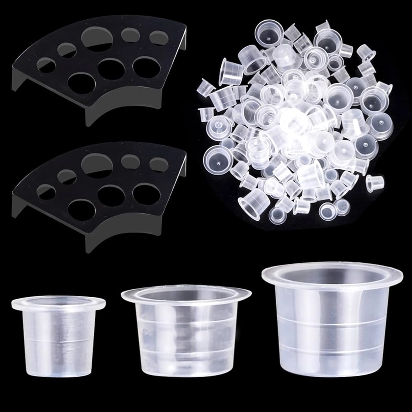 Amazon.com: UPTATSUPPLY Tattoo Ink Cups 300Pcs Mixed Size with 2 Cups Holders Permanent Makeup Pigment Clear Holder Container Cap Tattoo Accessory : Beauty & Personal Care