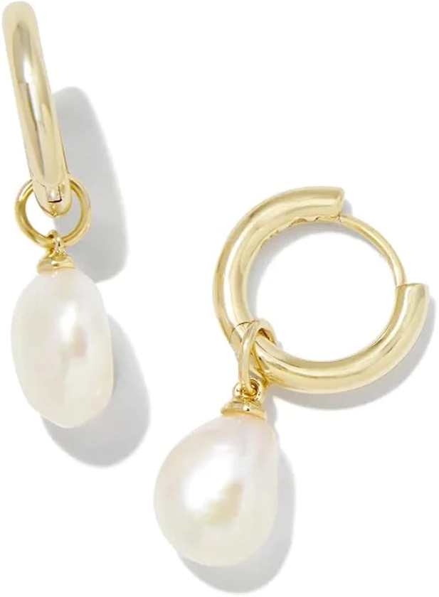 Kendra Scott Willa Pearl Huggie Earrings in White Pearl, Fashion Jewelry for Women