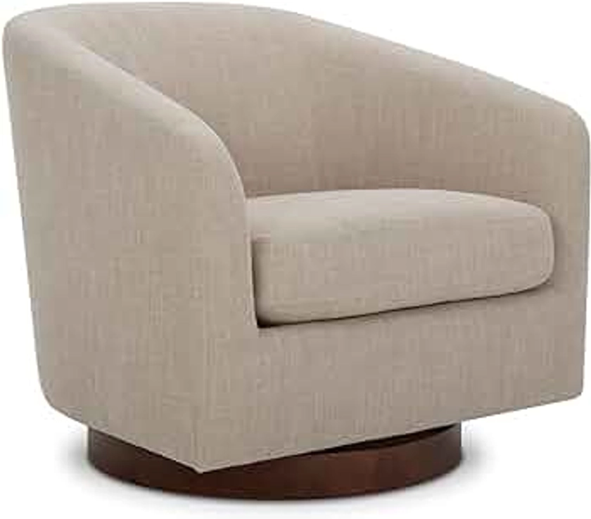 CHITA Swivel Accent Chair, Fabric Barrel Chair for Living Room, Flax Beige