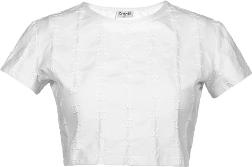 Chanel Spring 1997 White Logo Crop Top