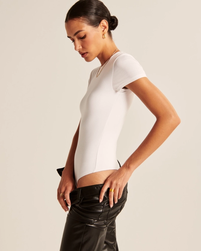 Femme Body en coton mélangé sans coutures à col ras du cou et manches courtes | Femme Hauts | Abercrombie.com