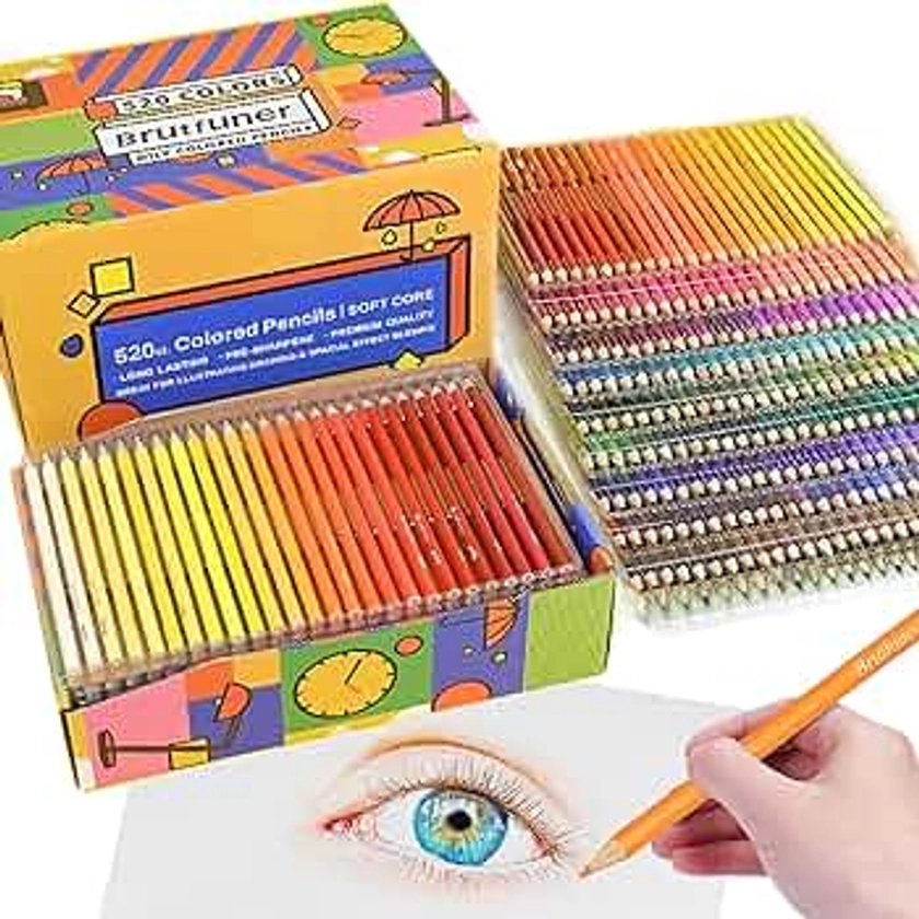 520 Ensemble Professionnel de Crayons de Couleur, Crayons Gras à Noyau Souple Pour Artistes, Enfants, Coloriage de Croquis Pour Adultes