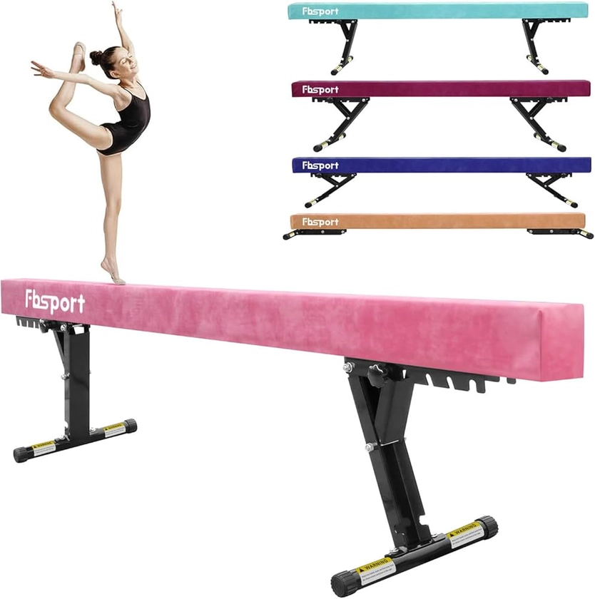 FBSPORT 8ft Adjustable Balance Beam: High and Low Floor Beam Gymnastics Equipment for Kids/Adults,Gymnastics Beam for Training,Practice, Physical Therapy and Professional Home Training with Legs