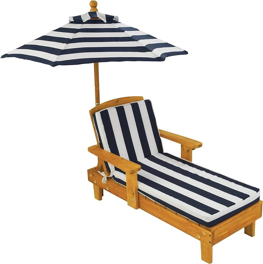 KidKraft Garden Sun Lounger for Kids with Parasol and Cushions, Wooden Garden Chair, Outdoor Garden Furniture For Children, Navy and White, 00105 : Amazon.co.uk: Home & Kitchen