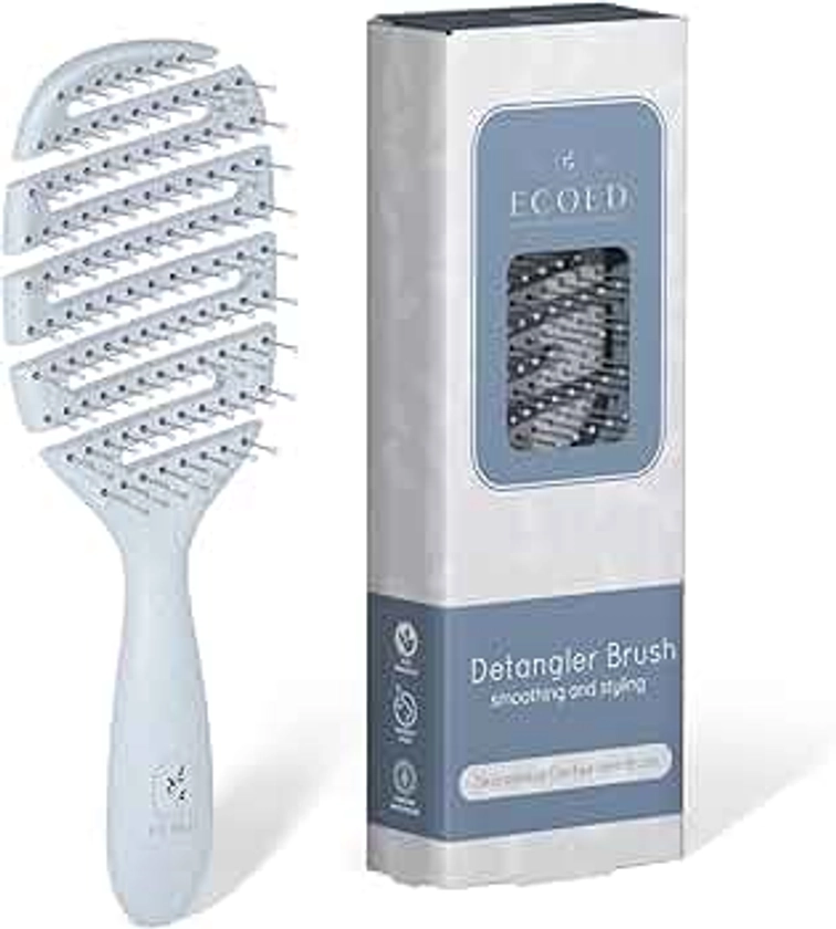 Hair brush, Vented Detangling Brush, Quickly Detangles and Smooths hair for Curly, Thick, and Straight Hair, Hair Brush for Women and Men, Blue, Eco Friendly, Sustainable Material