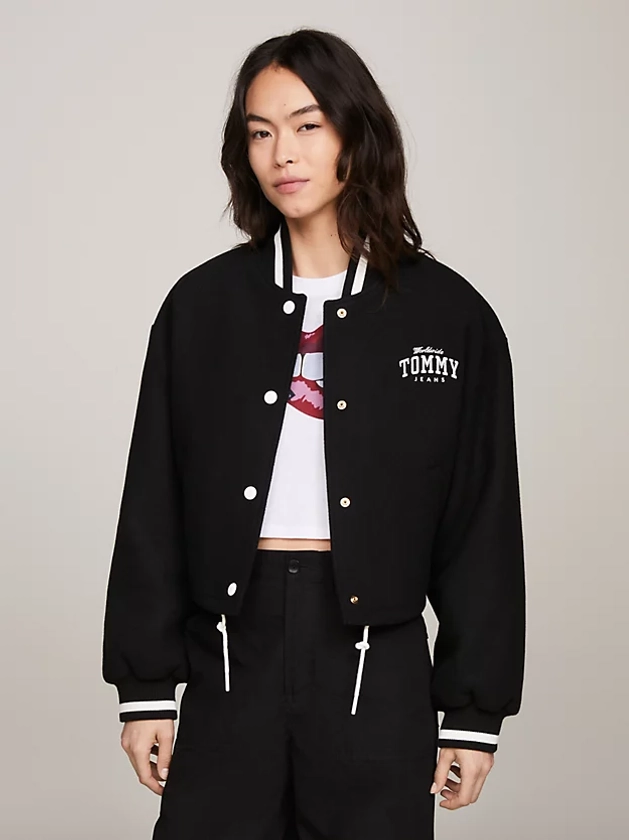 Bomber court Varsity rembourré | Noir | Tommy Hilfiger