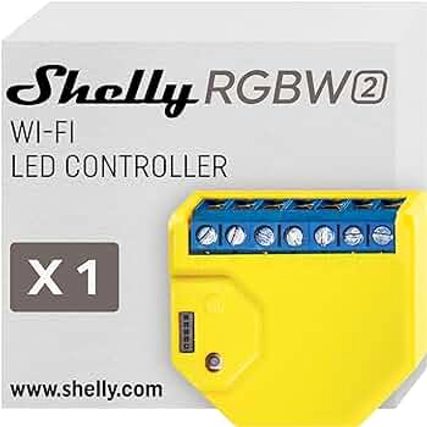Shelly RGBW2 | Module relais Wi-Fi pour Bandes LED RGBW | Variateur de lumière | Domotique | Compatible Alexa & Google Home | App iOS Android | Minuterie & Scènes intelligentes