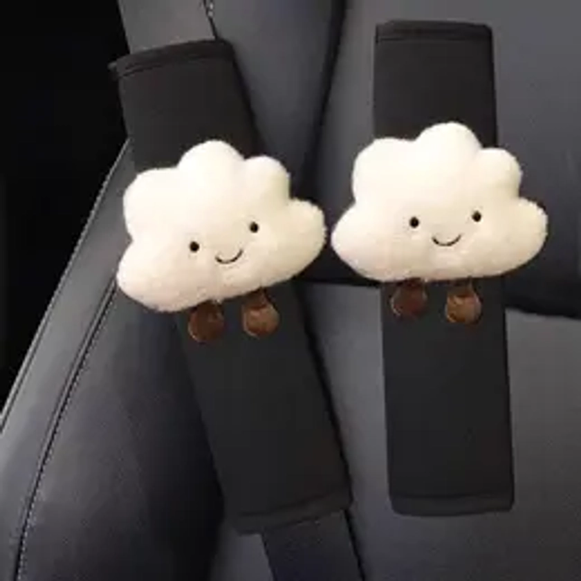 Cute Cloud Shaped Car Seat Protector, 1 Pair Creative Plush Car Seat Shoulder Pad, Car Safety Covers and Interior Supplies, Car Interior Decoration for Women & Men, Girls Birthday Gift, Holiday Essentials, Car Accessories, Fiat 500 Accessories