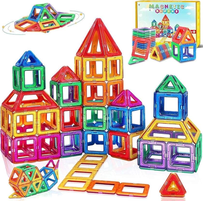 Jouet Enfant 3 4 5 6 7 8 Ans Construction Magnetique Jeux pour Enfant Creatif STEM Educatif 3D Magnetique bloc Montesorri Jouet Cadeau Enfant Fille Garcon 4 5 6 Ans Pour Anniversaire Noël L'Epiphanie