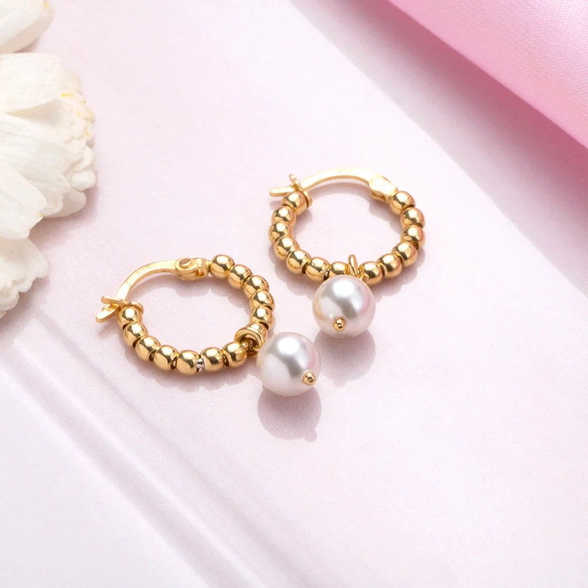 Single Pearl Drop Gold Plated Earring