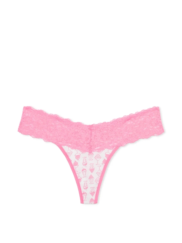 Buy Lace Waist Cotton Thong Panty - Order Panties online 5000000044 - Victoria's Secret US