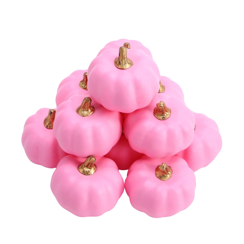 12 Pcs Artificial Pumpkins, Pink Fake Pumpkin Fall Decor for Autumn Harvest Thanksgiving Halloween Decorations Faux Pumpkins - Walmart.com