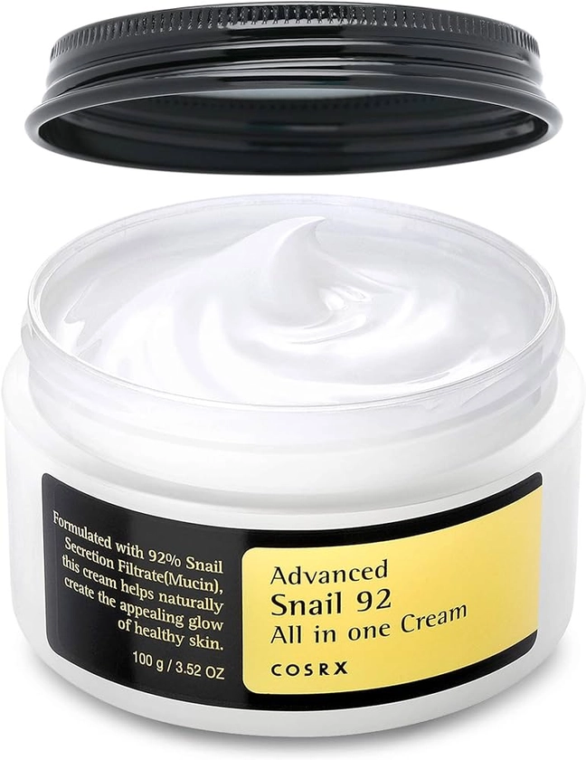 COSRX Advanced Snail 92 Crème tout-en-un, 3,53 oz/100 g | Sécrétion hydratante de mucine d'escargot filtrée à 92% | Crème hydratante pour le visage, hydratation longue durée, 100 g