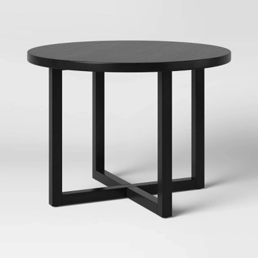 Keener All Wood Round Dining Table Black - Threshold™: Traditional Style, 4-Seat Capacity, Painted Finish