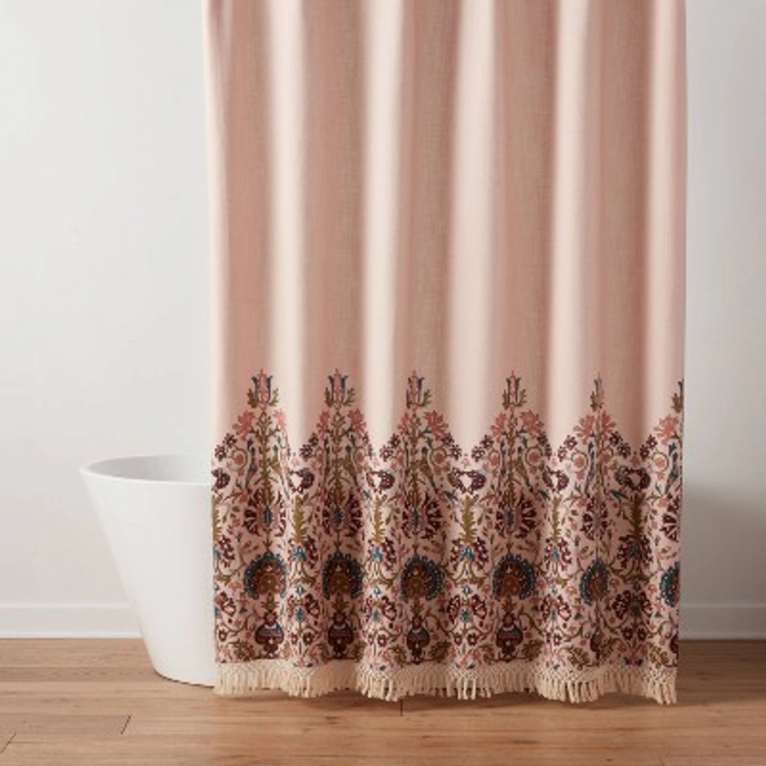 Boho Floral Border Shower Curtain Pink - Threshold™