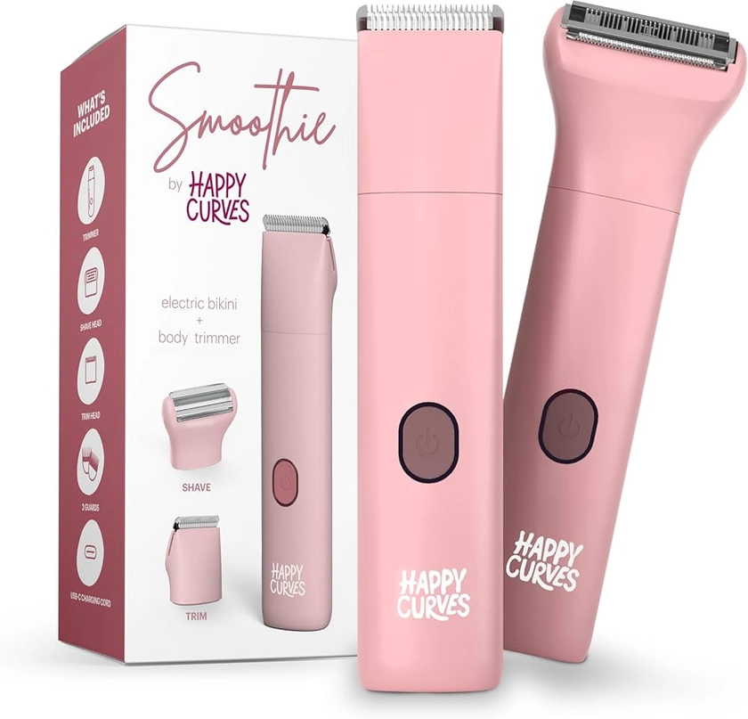 Smoothie Bikini Trimmer - Electric Razor for Women, Waterproof Hair Trimmer with Adjustable Guards, Personal Shaver for Pubic Hair, Ladies Intimate Shaver and Body Hair Trimmer (Guava)