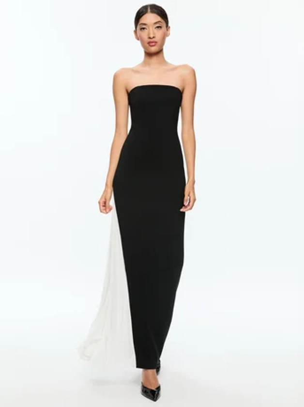 RETHA STRAPLESS MAXI DRESS WITH PLEATED GODET