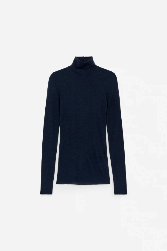 Wollen top met col - Donkerblauw - DAMES | H&M NL