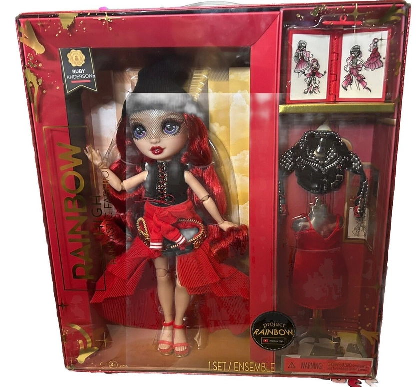 Rainbow High Fantastic Fashion Ruby Anderson 11in. Fashion Doll w/ Playset, Red