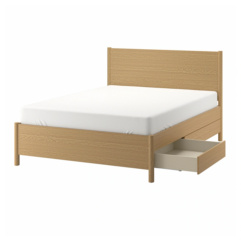 TONSTAD Bed frame with storage - oak veneer - IKEA