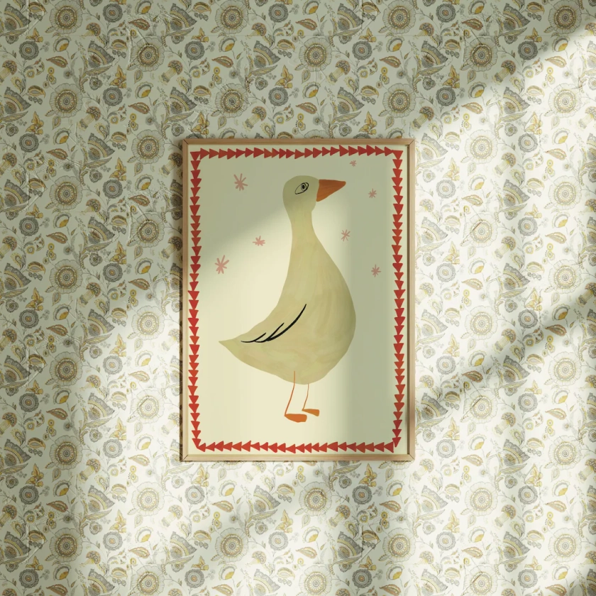 Silly Goose Wall Art, Boy Nursery Decor, Farm Animals Printable, Children's Room Print, Gift for New Mom, Cottagecore Art, Vintage Goose Art - Etsy