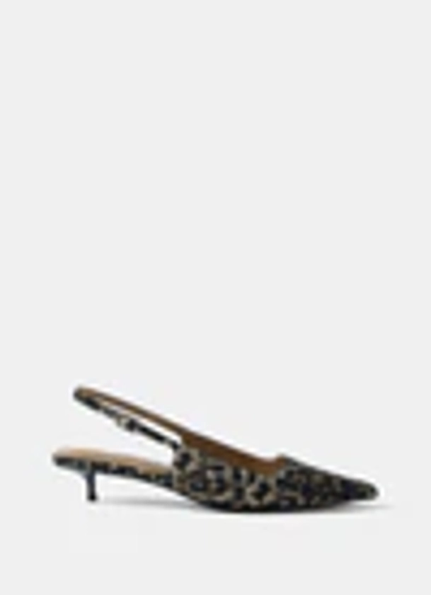 Leopard Print Slingback Kitten Heels