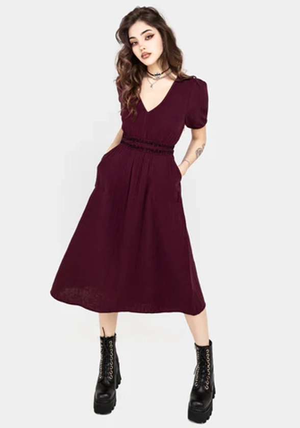 Poultice Embroidered Cotton Midi Dress