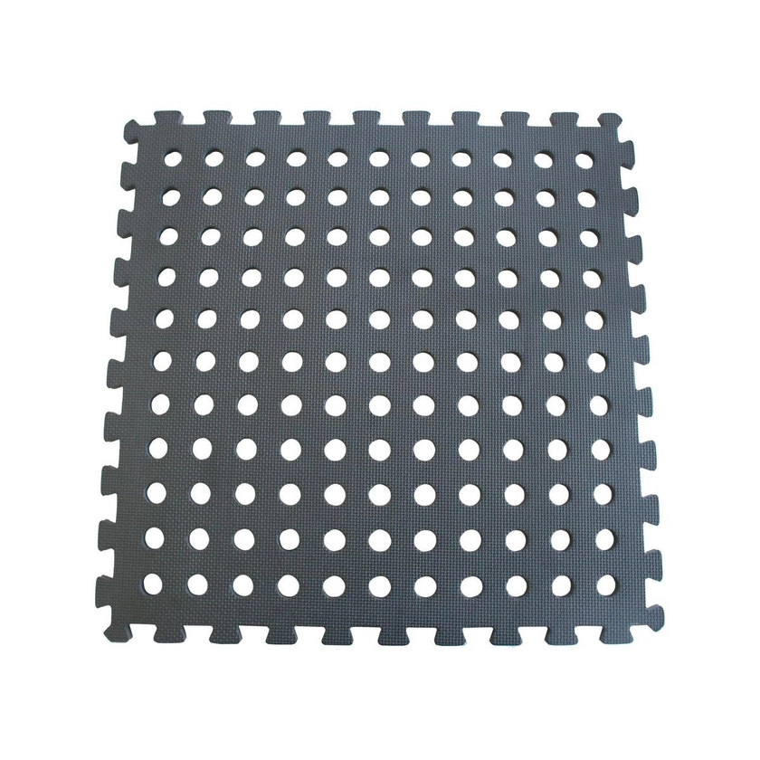 Black 50 x 50cm Interlocking Foam Mat with Holes - 4 Pack