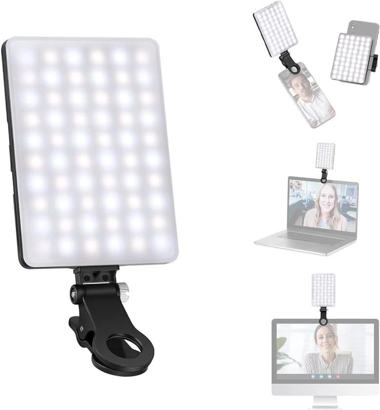 NEEWER Lumière Téléphone pour Selfie LED avec Clip, 60 LED de Haute Puissance, Batterie Rechargeable de 2000mAh, CRI95+, 3 Modes d'éclairage, Lampe Vidéo à Pince Portable pour Appels Via Zoom, TikTok
