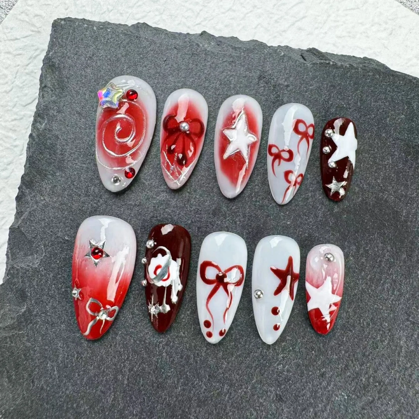 3D nails|gift nails|handmade nails|nails press on|hand painted nails|Faux Acrylic Nails|Gel Nails|custom press on nails