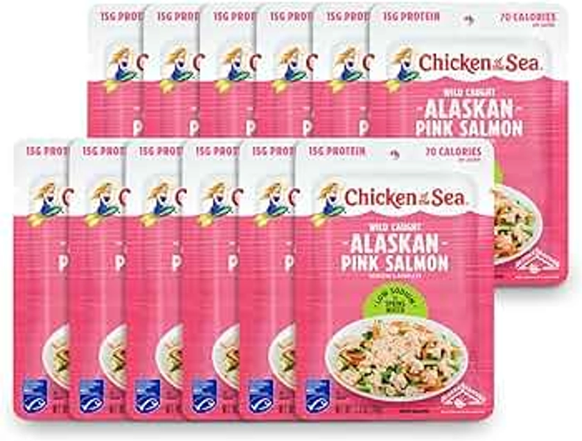 Chicken of the Sea Pink Salmon, Wild Caught, Skinless & Boneless, Low Sodium, 2.5 oz. Packet (Box of 12)