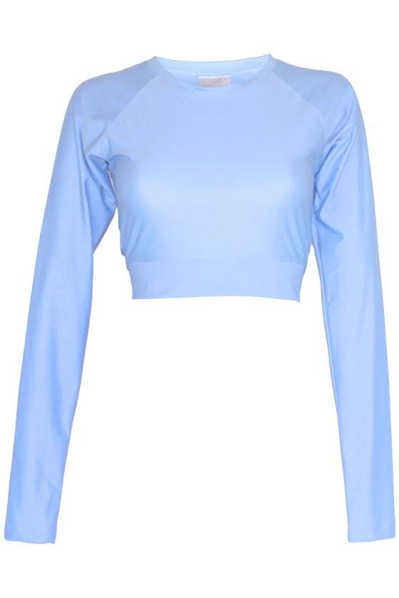 Bluepearl Long Sleeve Crop Swim Active Top | Andavi Swim