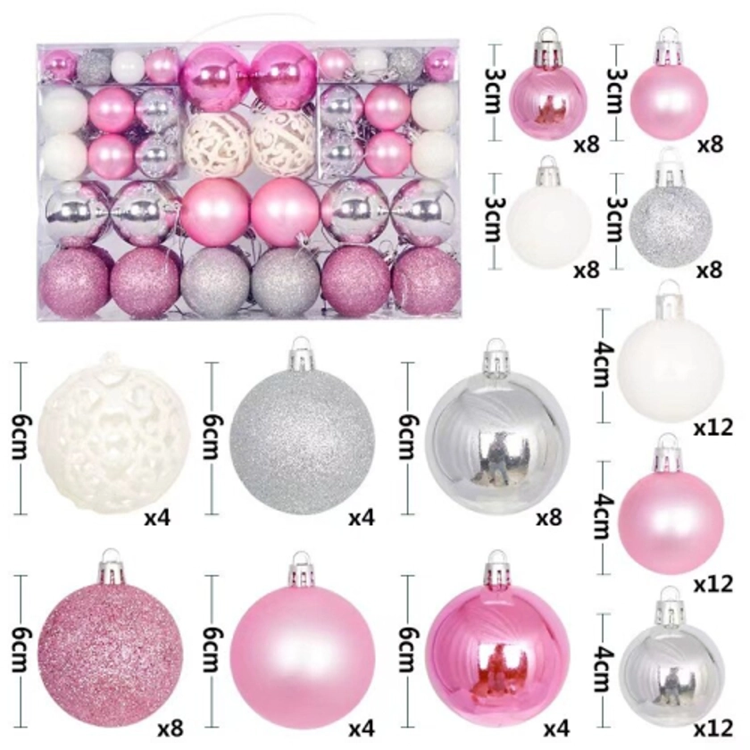 100pcs pink Christmas ornaments Christmas tree hanging ball ornaments