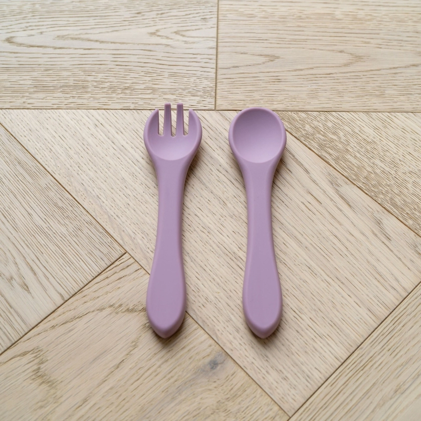 Mabel & Fox - Silicone Tableware - Spoon & Fork Set - Mauve