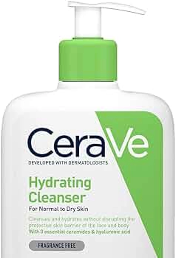 CeraVe Hydrating Cleanser for Normal to Dry Skin 236 ml with Hyaluronic Acid and 3 Essential Ceramides